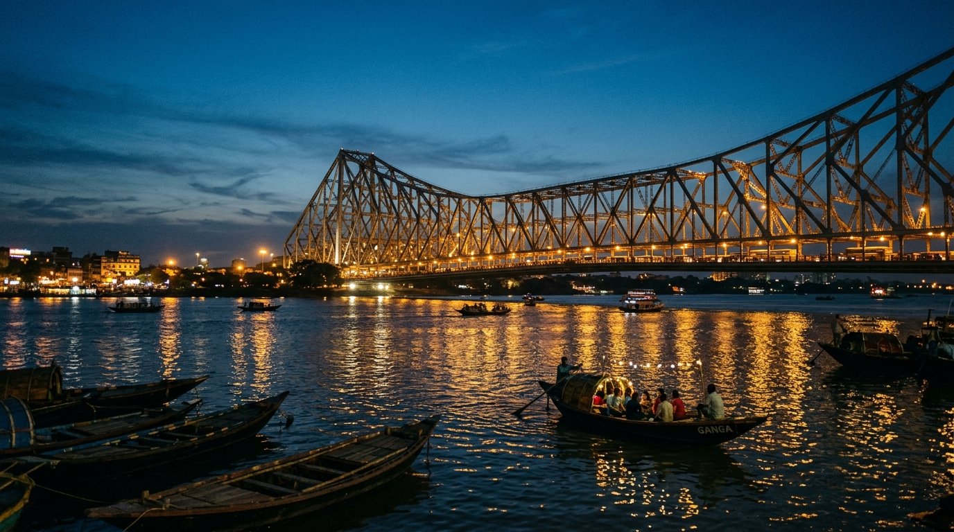 Howrah Bridge at night